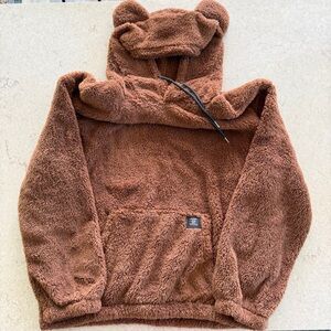 Men’s XXL SHEIN Manfinity Teddy Bear Ear Fleece Hoodie & Short Set - Brown